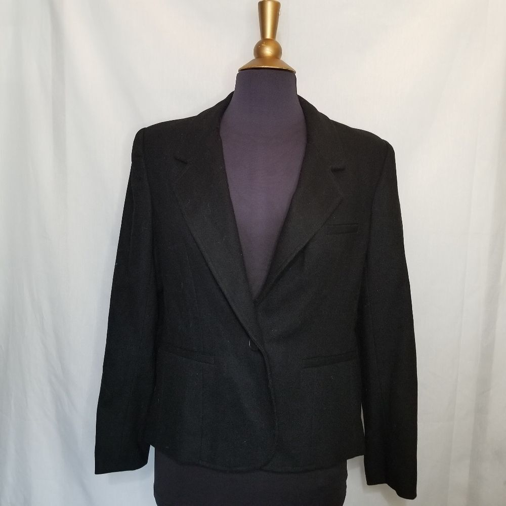 Vintage Evan Picone Blazer Women's 8 Black Wool Classic Career Office